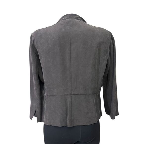 MaxMara Pura Seta Gray Open Front Waterfall Lightweight SILK Cardigan size 10 - Picture 5 of 10